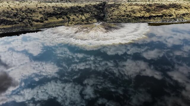 Lake Magadi kenya Sodaash Alkaline water salt lake Trona mineral deposits rift valley kenya . kenyan lake with Trona.