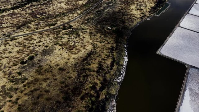 Lake Magadi kenya Sodaash Alkaline water salt lake Trona mineral deposits rift valley kenya . kenyan lake with Trona.