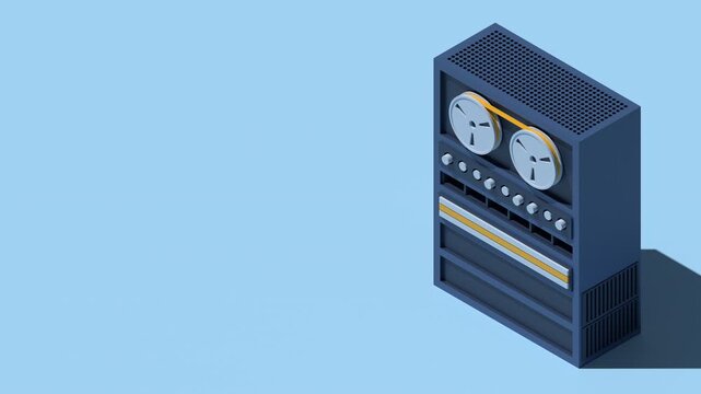 3D server rack animation. Isometric server. Server network equipment. Computer network technology. Isometric technology. 4K video animated in isometric style