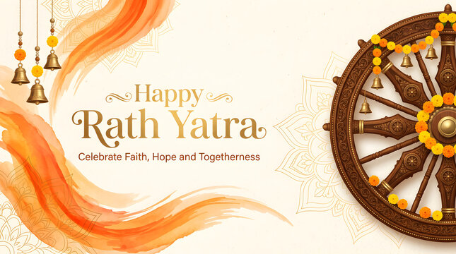 Traditional Rath Yatra festival chariot procession greeting