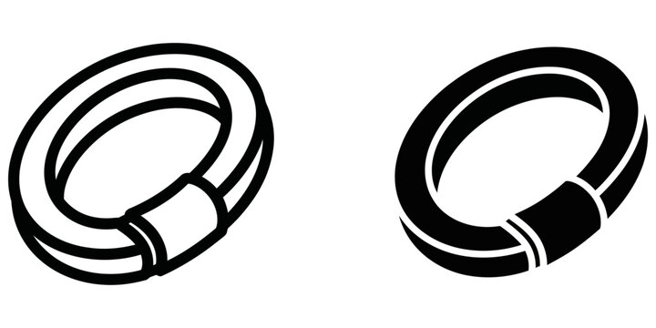 Two carabiner clip outlines on white background with clean negative space for design