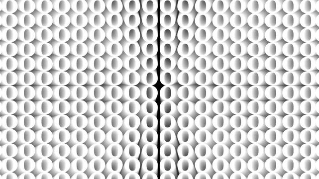 White glowing circular grid pattern with futuristic light tunnel and geometric motion