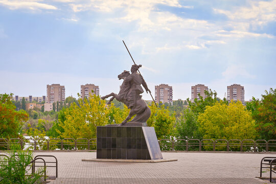 Horseman on the Mound of Cossack Glory in Volgodonsk, Rostov-on-Don region of Russia