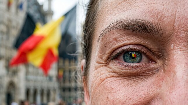 Belgian National Day eye closeup on holiday