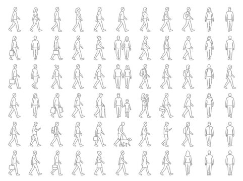Vector Collection of Various People Walking and Standing for Architectural CAD Plans and Elevation Projects