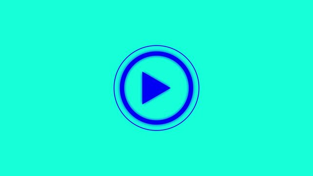 Play button icon animation on circle. video player icon triangle shape button icon animation with white background.4k animated video