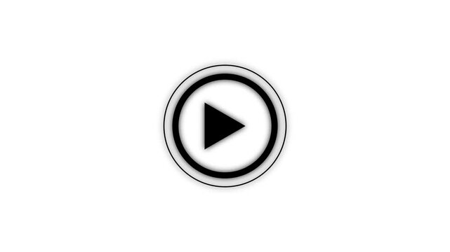 Play button icon animation on circle. video player icon triangle shape button icon.
