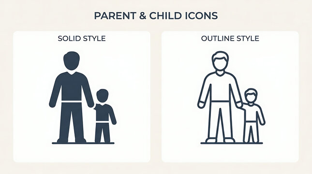 Parent and child icons in solid and outline style