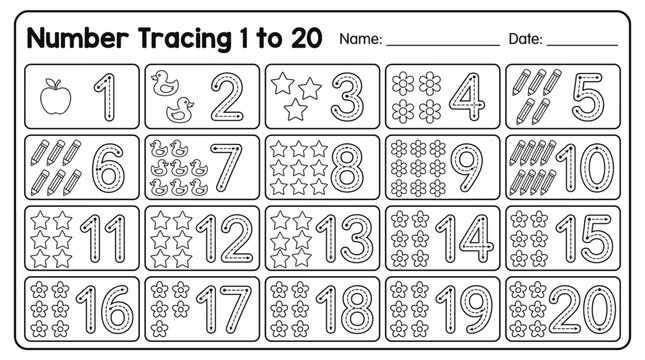 Number Tracing Worksheet Kids.