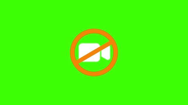 No recording allowed sign animation on green screen background, no recording prohibited