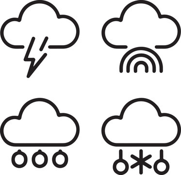 Cloud Computing Line Icons Set, Cloud Technology Outline Icons Collection, Cloud Services Vector Icon Pack, Cloud Infrastructure Minimal Icons, Cloud Storage and Security Outline Set, Modern Cloud Com