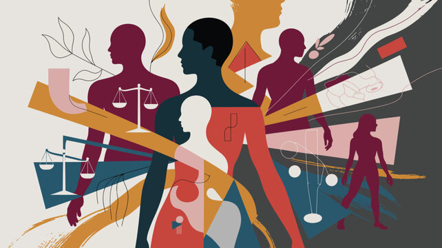 Diverse Human Figures Representing Justice and Equality