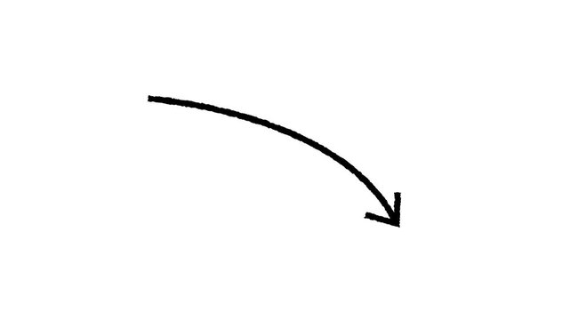 4K black brush stroke upward left arrow animation for UI tutorials presentations creative navigation element artistic hand drawn motion graphics loop asset Alpha Channel - black Version