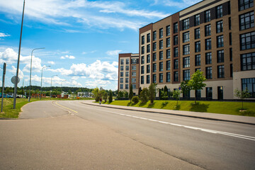 Obraz premium Modern Urban Building and Empty Road Scene. 