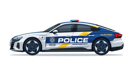 Electric Police Car Side View Illustration © Bulan