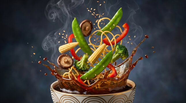 Gourmet Chop Suey with Fresh Vegetables Premium Food Photography