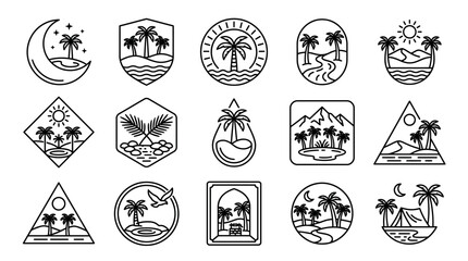 Tropical Vacation Icons and Symbols. © kicau