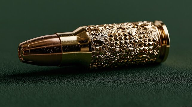 Ornate Golden Bullet with Intricate Geometric Pattern