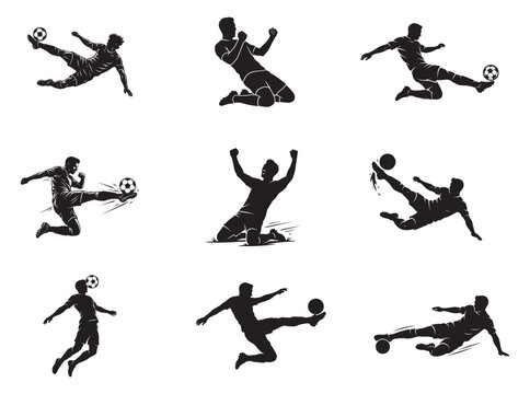 Football world cup 2026 Soccer Player Silhouettes Elements Set