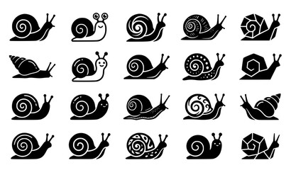Modern Snail Silhouette Vector Icon Pack © Md