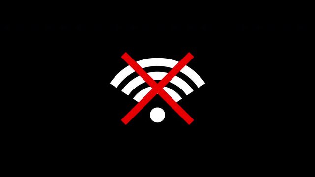 No internet connection icon animation. with cross-hatching. 4K video