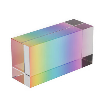 Holographic glass rectangular prism block shape