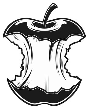 Bitten apple core vector illustration