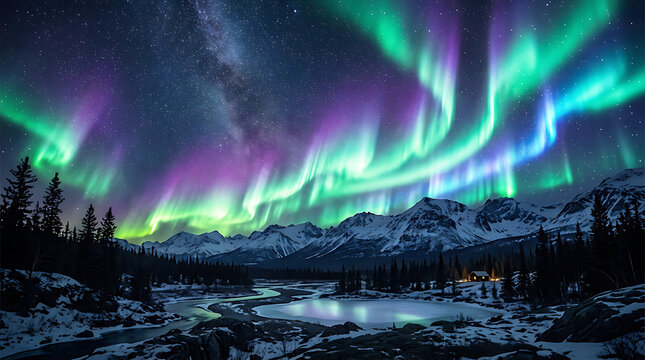 Aurora Borealis Night Sky Cool Wallpaper Design
