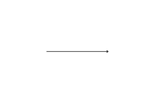 Simple thin black straight arrow pointing right on a white background