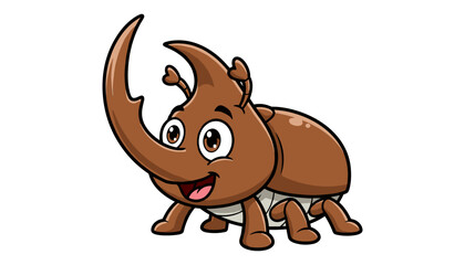 Brown cartoon rhino walking forward with a happy expression © MSTRUNA