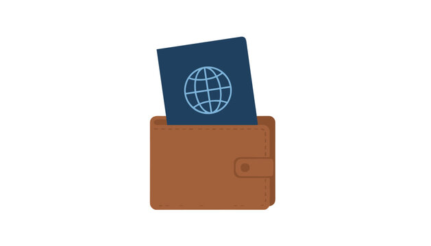 Passport placed inside a brown leather wallet represents international travel documentation and personal identification for cross-border migration requirements.