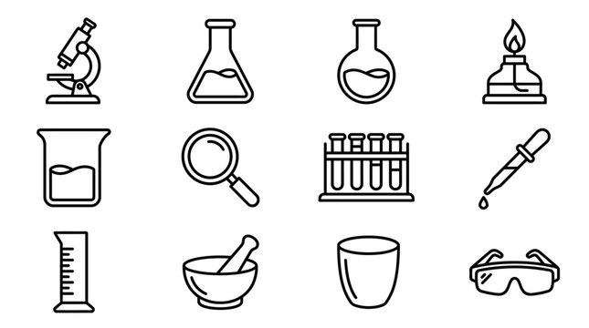 Laboratory Equipment Science Icons Set 1.