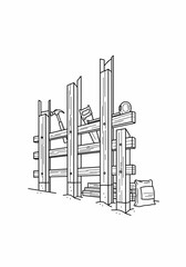 Obraz premium Skeleton of Dreams: A Builder's Vision in Wood