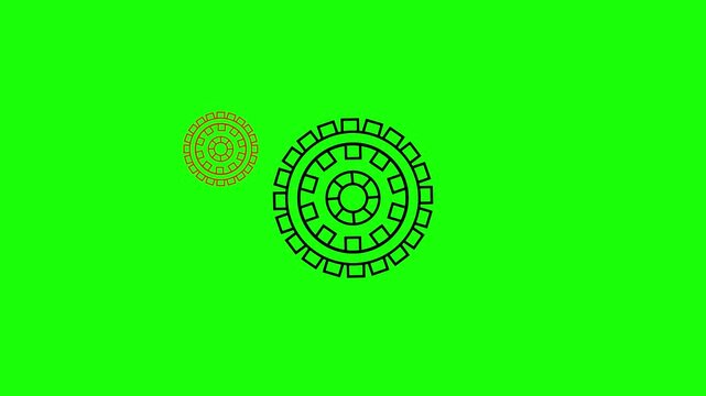 Green abstract geometric pattern with circular mandala motifs and small gold circles