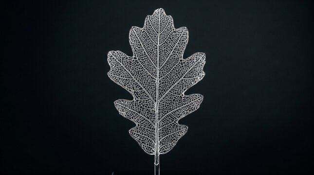 A Beautiful Studio Macro Shot of a White Leaf Skeleton on a Solid Black Background