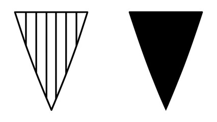 Two Triangles, Pattern and Solid: A striking graphic representing contrast, with one triangle filled with vertical lines and the other a solid black shape, set against a stark background. © qwe