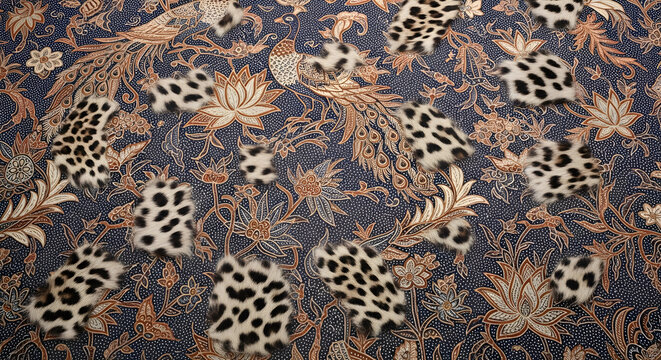 Abstract background with traditional batik pattern and dalmatian fur texture elements