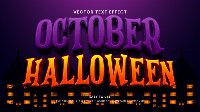 october halloween editable text effect 3d vector premium