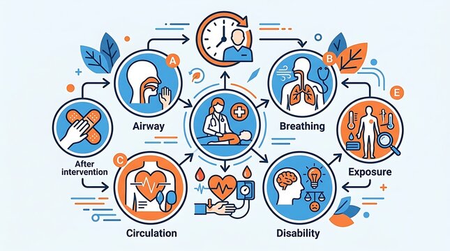 Abcde medical assessment protocol infographic for patient care