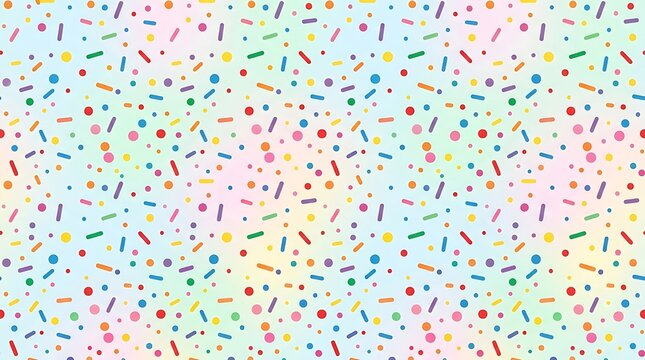 Colorful candy sprinkles seamless pattern on soft pastel background
