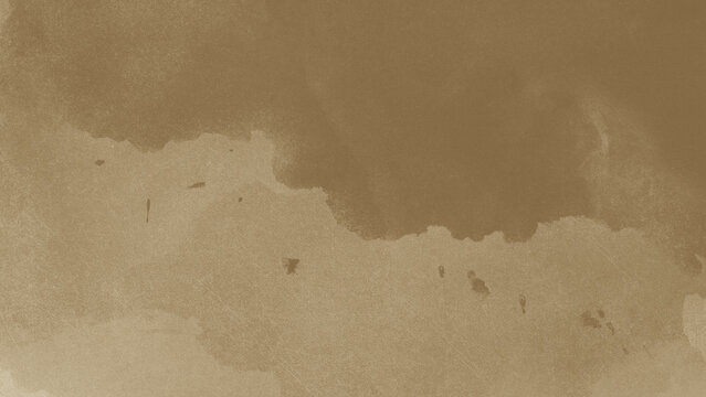 Old brown watercolor stains background on paper. Vintage grunge surface. Abstract brown textured