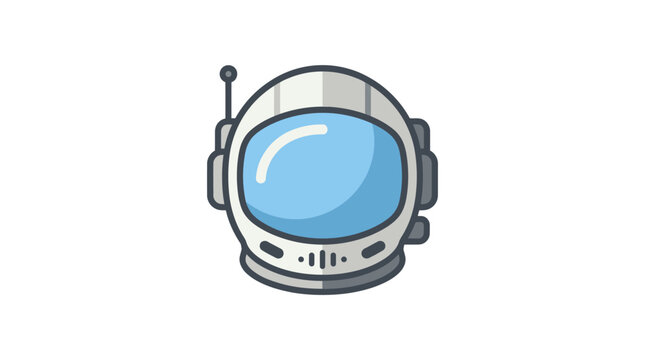 Flat design astronaut helmet with a blue glass visor representing space exploration and science