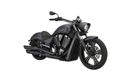 Obraz premium Black cruiser motorcycle with V-twin engine and custom wheels