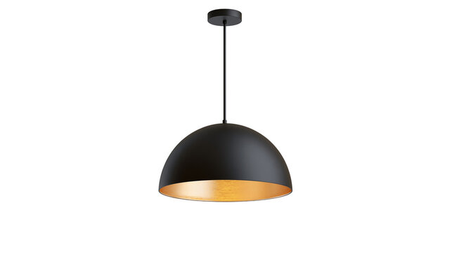 Black dome pendant lamp with gold interior