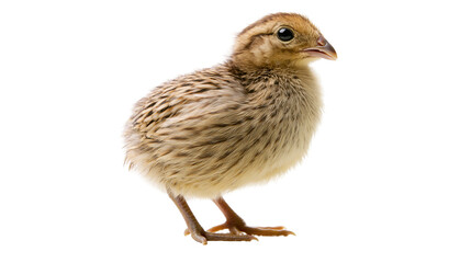 Small fluffy quail chick with brown and beige feathers © Isabel