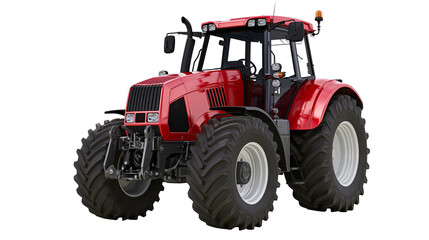 Red tractor with large tires and cab © Isabel
