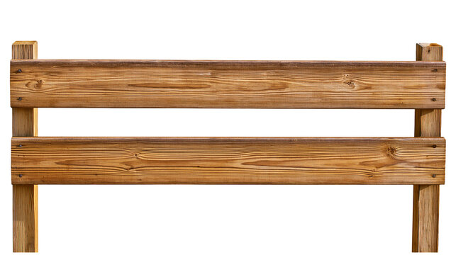 Wooden fence section with two horizontal planks and vertical posts