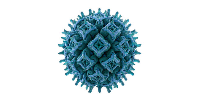 Blue spiky pollen grain microscopic view