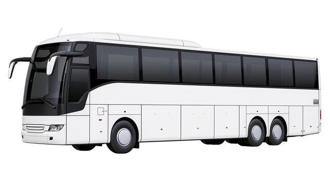 White modern luxury coach bus with tinted windows