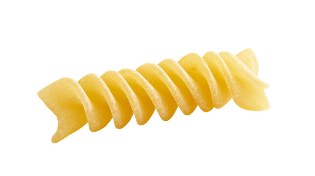 Yellow fusilli pasta spiral shape close-up
